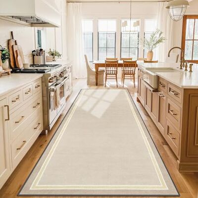 WAWFONG Tapetes de corredor longos tapete cozinha lavável antiderrapante tapete corredor 100 x 250 cm tapetes de área felpudo tapete entrada corredor para lavandaria sala de estar quarto bege WAWFONG Tapetes de corredor longos tapete cozinha lavável antiderrapante tapete corredor 100 x 250 cm tapetes de área felpudo tapete entrada corredor para lavandaria sala de estar quarto bege
