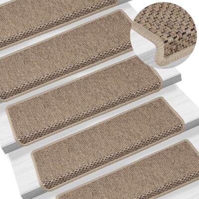 vidaXL Tapete autocolante para escada, 15 unidades, tapete com aspeto de sisal, protetor antiderrapante de degrau, tecido areia 65 x 21 x 4 cm vidaXL Tapete autocolante para escada, 15 unidades, tapete com aspeto de sisal, protetor antiderrapante de degrau, tecido areia 65 x 21 x 4 cm