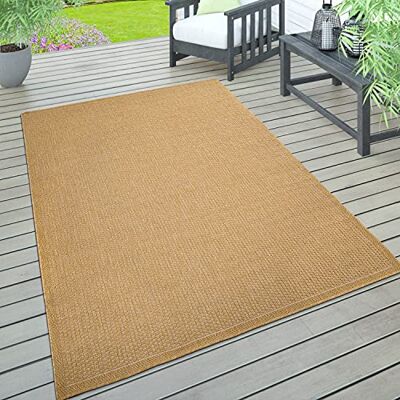 Paco Home Tapete interior exterior terraço varanda intempéries lisa estrutura, tamanho: 160 x 220 cm, cor: amarelo Paco Home Tapete interior exterior terraço varanda intempéries lisa estrutura, tamanho: 160 x 220 cm, cor: amarelo