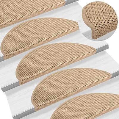 vidaXL Tapete autocolante para escada, 15 unidades, tapete com aspeto de sisal, protetor antiderrapante de degrau, tecido areia 65 x 21 x 4 cm vidaXL Tapete autocolante para escada, 15 unidades, tapete com aspeto de sisal, protetor antiderrapante de degrau, tecido areia 65 x 21 x 4 cm