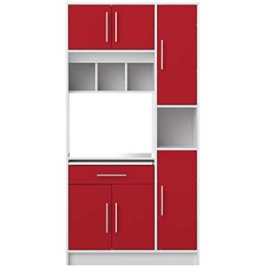 Symbiosis TemaHome Aparador Buffet micro-ondas branco/madeira vermelho 88 x 180 x 40 cm Symbiosis TemaHome Aparador Buffet micro-ondas branco/madeira vermelho 88 x 180 x 40 cm