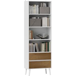 HOMCOM Estante de Livros de 6 Níveis Organizador com 2 Gavetas e 4 Prateleiras Abertas para Sala de Estar, Escritório, Quarto, Branco HOMCOM Estante de Livros de 6 Níveis Organizador com 2 Gavetas e 4 Prateleiras Abertas para Sala de Estar, Escritório, Quarto, Branco