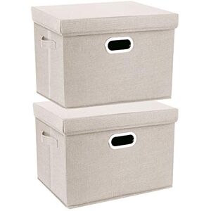 TYEERS Grandes caixas de armazenamento com tampa, tecido, lavável, caixas organizadoras, 44 x 30 x 29 cm, conjunto de 2, bege TYEERS Grandes caixas de armazenamento com tampa, tecido, lavável, caixas organizadoras, 44 x 30 x 29 cm, conjunto de 2, bege