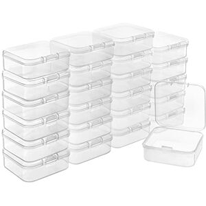 BELLE VOUS Caixa de plástico de armazenamento transparente com tampa de dobradiça (embalagem de 24) 5,3 x 5,3 x 1,7 cm, caixa organizadora de plástico, mini recipiente comprimidos, contas, jóias, artigos manuais BELLE VOUS Caixa de plástico de armazenamento transparente com tampa de dobradiça (embalagem de 24) 5,3 x 5,3 x 1,7 cm, caixa organizadora de plástico, mini recipiente comprimidos, contas, jóias, artigos manuais