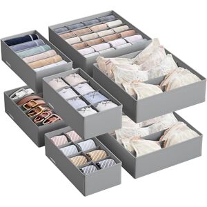 SONGMICS Conjunto de 8 organizadores para gavetas de roupa interior, divisores de gavetas, dobráveis, para sutiãs, meias, gravatas, caixas de tecido para armário, cinzento pombo RUS008G01 SONGMICS Conjunto de 8 organizadores para gavetas de roupa interior, divisores de gavetas, dobráveis, para sutiãs, meias, gravatas, caixas de tecido para armário, cinzento pombo RUS008G01