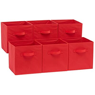 Cubos de armazenamento dobráveis Amazon Basics - 6 peças, vermelho - Cubo de armazenamento Cubos de armazenamento dobráveis Amazon Basics - 6 peças, vermelho - Cubo de armazenamento