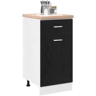 Armário de Cozinha Moderno em Madeira Preta Vidaxl - 40x46x81.5 cm Armazenamento Armário de Cozinha Moderno em Madeira Preta Vidaxl - 40x46x81.5 cm Armazenamento