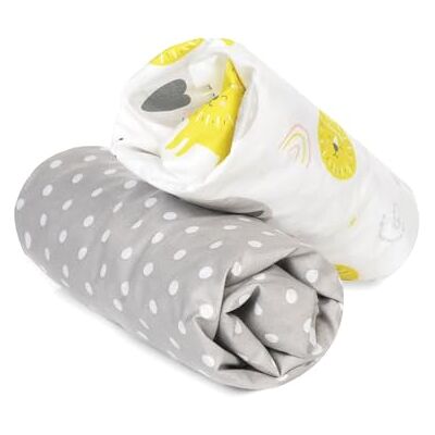 FlyIdeas Conjunto de 2 lençóis de baixo ajustáveis, 100 % algodão, lençóis berço 80 x 160 infantis, macios e respiráveis (Elefantes) FlyIdeas Conjunto de 2 lençóis de baixo ajustáveis, 100 % algodão, lençóis berço 80 x 160 infantis, macios e respiráveis (Elefantes)