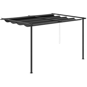 Outsunny Pergola de parede de jardim, 4 x 3 m, para exterior, gazebo com teto retrátil e moldura de aço para varanda, pátio, terraço, cinzento escuro Outsunny Pergola de parede de jardim, 4 x 3 m, para exterior, gazebo com teto retrátil e moldura de aço para varanda, pátio, terraço, cinzento escuro
