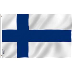 Anley Fly Breeze Bandeira da Finlândia de 3 x 5 pés Cor viva e resistente ao desbotamento UV Cabeçalho de lona e costura dupla Bandeiras nacionais finlandesas Poliéster Anley Fly Breeze Bandeira da Finlândia de 3 x 5 pés Cor viva e resistente ao desbotamento UV Cabeçalho de lona e costura dupla Bandeiras nacionais finlandesas Poliéster