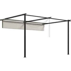 Outsunny Pergola com teto retrátil pérgula de parede, 4 x 3 m, gazebo com tecido de poliéster resistente à água, pavilhão para jardim, pátio, terraço, exterior creme Outsunny Pergola com teto retrátil pérgula de parede, 4 x 3 m, gazebo com tecido de poliéster resistente à água, pavilhão para jardim, pátio, terraço, exterior creme