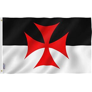 Anley Fly Breeze 3 x 5 Foot Knights Templar Battle Flag cor viva e resistente ao desbotamento UV, cabeçalho de tela e costura dupla bandeiras da igreja católica romana poliéster Anley Fly Breeze 3 x 5 Foot Knights Templar Battle Flag cor viva e resistente ao desbotamento UV, cabeçalho de tela e costura dupla bandeiras da igreja católica romana poliéster