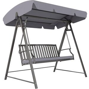 Outsunny Balanço de jardim exterior de 3 lugares balanço de jardim exterior com toldo ajustável almofada e estrutura de aço carga 360 kg 205 x 133 x 181 cm, cinzento Outsunny Balanço de jardim exterior de 3 lugares balanço de jardim exterior com toldo ajustável almofada e estrutura de aço carga 360 kg 205 x 133 x 181 cm, cinzento