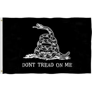 Anley Fly Breeze 3 x 5 Foot Black Não me pises bandeira Gadsden cor viva e resistente ao desbotamento UV, cabeça de lona e costura dupla, bandeiras para festas de chá em poliéster Anley Fly Breeze 3 x 5 Foot Black Não me pises bandeira Gadsden cor viva e resistente ao desbotamento UV, cabeça de lona e costura dupla, bandeiras para festas de chá em poliéster