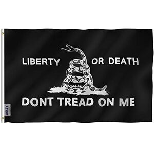 Anley Fly Breeze Bandeira de 3 x 5 pés Liberty or Death Gadsden cor viva e resistente ao desbotamento UV Cabeçalho de tela e costura dupla Não pise bandeiras poliéster com ilhós Anley Fly Breeze Bandeira de 3 x 5 pés Liberty or Death Gadsden cor viva e resistente ao desbotamento UV Cabeçalho de tela e costura dupla Não pise bandeiras poliéster com ilhós