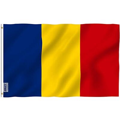 Anley Fly Breeze 3 x 5 pés bandeira da Roménia cor viva e resistente ao desbotamento UV, cabeçalho de lona e costura dupla bandeiras romenas poliéster com arruelas Anley Fly Breeze 3 x 5 pés bandeira da Roménia cor viva e resistente ao desbotamento UV, cabeçalho de lona e costura dupla bandeiras romenas poliéster com arruelas