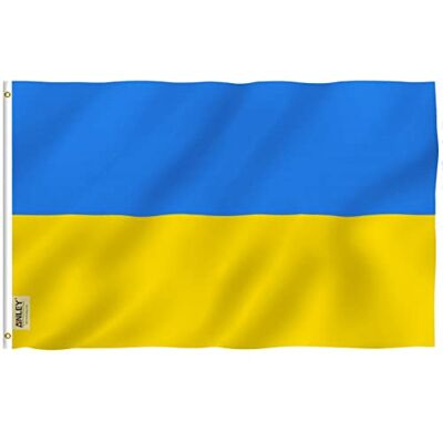 Anley Fly Breeze Bandeira da Ucrânia de 3 x 5 pés cor viva e resistente ao desbotamento UV Cabeçalho de lona e costura dupla Bandeiras nacionais ucranianas poliéster com arruelas Anley Fly Breeze Bandeira da Ucrânia de 3 x 5 pés cor viva e resistente ao desbotamento UV Cabeçalho de lona e costura dupla Bandeiras nacionais ucranianas poliéster com arruelas