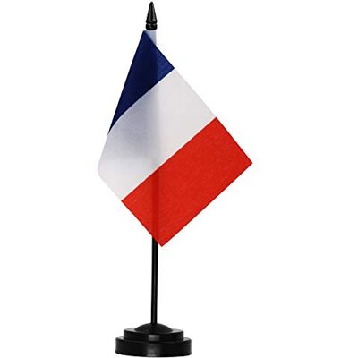 Anley France Conjunto de bandeiras de mesa de luxo bandeira francesa em miniatura de 6 x 4 polegadas com poste sólido de 12" cores vivas e resistentes ao desbotamento Anley France Conjunto de bandeiras de mesa de luxo bandeira francesa em miniatura de 6 x 4 polegadas com poste sólido de 12" cores vivas e resistentes ao desbotamento