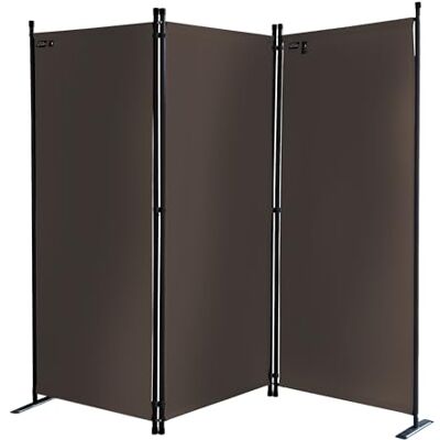 QUICK STAR Paravent 170 x 165 cm tecido divisor de quarto jardim 3 partição parede de separação dobrável varanda ecrã de privacidade cinzento castanho QUICK STAR Paravent 170 x 165 cm tecido divisor de quarto jardim 3 partição parede de separação dobrável varanda ecrã de privacidade cinzento castanho