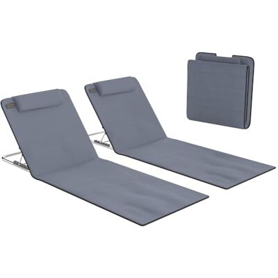 Outsunny Conjunto de 2 tapetes de praia dobráveis 134 x 48 x 33 43 cm Tapetes com encosto reclinável em 5 níveis, apoios de cabeça, bolsa de transporte Outsunny Conjunto de 2 tapetes de praia dobráveis 134 x 48 x 33 43 cm Tapetes com encosto reclinável em 5 níveis, apoios de cabeça, bolsa de transporte