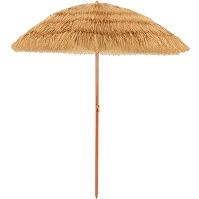 GIANTEX Guarda-sol havaiano com diâmetro de 175 cm, guarda-sol de praia de palha artificial, sem base, guarda-sol inclinável para jardim, praia, terraço GIANTEX Guarda-sol havaiano com diâmetro de 175 cm, guarda-sol de praia de palha artificial, sem base, guarda-sol inclinável para jardim, praia, terraço