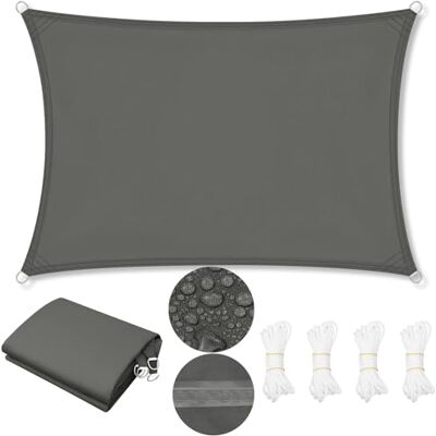 WOLTU Toldo vela de sombra, retangular, 2 x 3 m, poliéster, 200 g/m², à prova de vento e proteção contra raios UV, para exteriores como jardim, pátio, piscina, cinzento escuro WOLTU Toldo vela de sombra, retangular, 2 x 3 m, poliéster, 200 g/m², à prova de vento e proteção contra raios UV, para exteriores como jardim, pátio, piscina, cinzento escuro