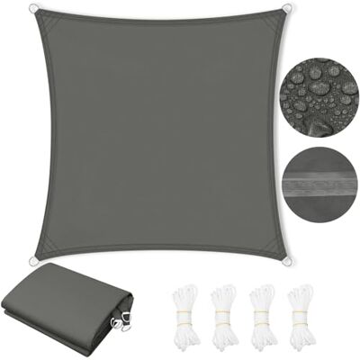 WOLTU Toldo vela de sombra, impermeável, 2 x 2 m de poliéster 200 g/m², à prova de vento e proteção contra raios UV, para exteriores como jardim, pátio, piscina, cinzento escuro WOLTU Toldo vela de sombra, impermeável, 2 x 2 m de poliéster 200 g/m², à prova de vento e proteção contra raios UV, para exteriores como jardim, pátio, piscina, cinzento escuro
