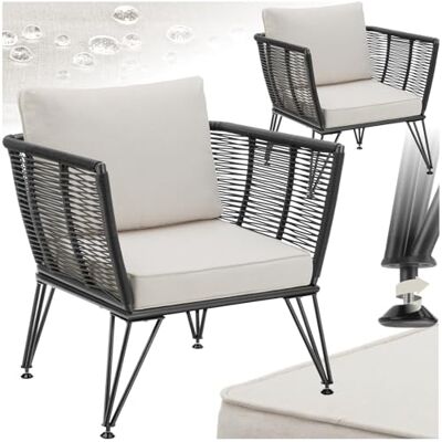 tectake ® Cadeiras de Jardim Exterior de Rattan, Poltronas de Jardim, Almofadas, Cadeiras de Exterior Resistente à Intempérie, Poltronas para Terraços, Móveis de Jardim, Poltronas de jardim 2 tectake ® Cadeiras de Jardim Exterior de Rattan, Poltronas de Jardim, Almofadas, Cadeiras de Exterior Resistente à Intempérie, Poltronas para Terraços, Móveis de Jardim, Poltronas de jardim 2