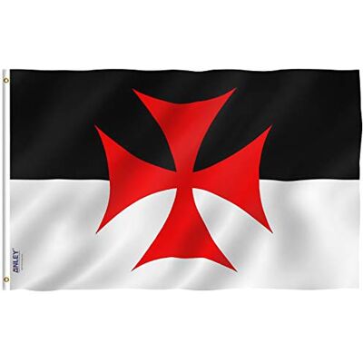 Anley Fly Breeze 3 x 5 Foot Knights Templar Battle Flag cor viva e resistente ao desbotamento UV Cabeçalho de tela e costura dupla Bandeiras da Igreja Católica Romana poliéster Anley Fly Breeze 3 x 5 Foot Knights Templar Battle Flag cor viva e resistente ao desbotamento UV Cabeçalho de tela e costura dupla Bandeiras da Igreja Católica Romana poliéster