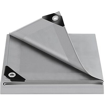 WOLTU Lona impermeável exterior, 4 x 5 m, PE, 140 g/m², lona protetora resistente a intempéries e raios UV, para jardim, piscina e reboque, cinzento WOLTU Lona impermeável exterior, 4 x 5 m, PE, 140 g/m², lona protetora resistente a intempéries e raios UV, para jardim, piscina e reboque, cinzento