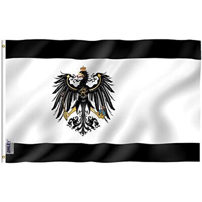 Anley Fly Breeze Bandeira prussiana de 3 x 5 pés cor viva e resistente ao desbotamento UV Cabeçalho de tela e costura dupla bandeira alemã do Reino da Prússia poliéster Anley Fly Breeze Bandeira prussiana de 3 x 5 pés cor viva e resistente ao desbotamento UV Cabeçalho de tela e costura dupla bandeira alemã do Reino da Prússia poliéster