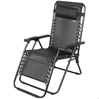 AKTIVE Espreguiçadeira de jardim dobrável, preto, 52 x 68 x 104 cm, gravidade zero, estrutura de aço, tecido textileno, suporta 110 kg, anti-viagem, almofada acolchoada, rede terraço exterior () AKTIVE Espreguiçadeira de jardim dobrável, preto, 52 x 68 x 104 cm, gravidade zero, estrutura de aço, tecido textileno, suporta 110 kg, anti-viagem, almofada acolchoada, rede terraço exterior ()