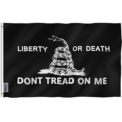 Anley Fly Breeze Bandeira de 3 x 5 pés Liberty or Death Gadsden cor viva e resistente ao desbotamento UV Cabeçalho de tela e costura dupla Não pise bandeiras poliéster com ilhós Anley Fly Breeze Bandeira de 3 x 5 pés Liberty or Death Gadsden cor viva e resistente ao desbotamento UV Cabeçalho de tela e costura dupla Não pise bandeiras poliéster com ilhós