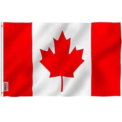 Anley Fly Breeze Bandeira do Canadá de 3 x 5 pés cor viva e resistente ao desbotamento UV Cabeçalho de tela e costura dupla Bandeiras nacionais canadenses poliéster com ilhós Anley Fly Breeze Bandeira do Canadá de 3 x 5 pés cor viva e resistente ao desbotamento UV Cabeçalho de tela e costura dupla Bandeiras nacionais canadenses poliéster com ilhós
