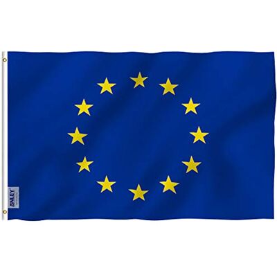 Anley Fly Breeze Bandeira da União Europeia de 3 x 5 pés cor vívida e resistente ao desbotamento UV Cabeçalho de lona e costura dupla Bandeiras da UE poliéster com ilhós de latão Anley Fly Breeze Bandeira da União Europeia de 3 x 5 pés cor vívida e resistente ao desbotamento UV Cabeçalho de lona e costura dupla Bandeiras da UE poliéster com ilhós de latão