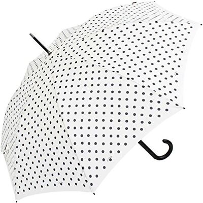 Knirps Guarda-chuva automático para mulher, design de bolinhas, preto e branco, 107 cm, guarda-chuva com automático Knirps Guarda-chuva automático para mulher, design de bolinhas, preto e branco, 107 cm, guarda-chuva com automático