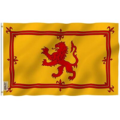 Anley Fly Breeze Bandeira de leão galopante da Escócia de 3 x 5 pés cor vívida e resistente ao desbotamento UV Cabeçalho de lona e costura dupla bandeiras de leão galopantes escocesas Anley Fly Breeze Bandeira de leão galopante da Escócia de 3 x 5 pés cor vívida e resistente ao desbotamento UV Cabeçalho de lona e costura dupla bandeiras de leão galopantes escocesas