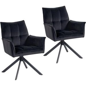 HOMCOM Conjunto de 2 cadeiras de sala de jantar giratórias 360°, cadeiras de cozinha com apoios de braços, encosto acolchoado, tapeçaria em veludo, pernas de aço, para escritório, conferência, sala de HOMCOM Conjunto de 2 cadeiras de sala de jantar giratórias 360°, cadeiras de cozinha com apoios de braços, encosto acolchoado, tapeçaria em veludo, pernas de aço, para escritório, conferência, sala de