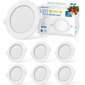 Aigostar Foco embutido led teto, iluminação 9 W equivalente 72 W, Downlight LED teto redondo, 6500 K luz branca fria, olhos de boi de LED, tommee 1118-128 mm, pacote de 6 Aigostar Foco embutido led teto, iluminação 9 W equivalente 72 W, Downlight LED teto redondo, 6500 K luz branca fria, olhos de boi de LED, tommee 1118-128 mm, pacote de 6