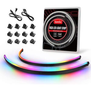 Speclux Fita LED RGB endereçável para PC NEON, 2 x 15,7 polegadas WS2812 RGBIC Rainbow Magnetic ARGB strip para Aura SYNC de 5 V e 3 pinos, Gigabyte RGB Fusion, com 12 suportes magnéticos resistentes Speclux Fita LED RGB endereçável para PC NEON, 2 x 15,7 polegadas WS2812 RGBIC Rainbow Magnetic ARGB strip para Aura SYNC de 5 V e 3 pinos, Gigabyte RGB Fusion, com 12 suportes magnéticos resistentes