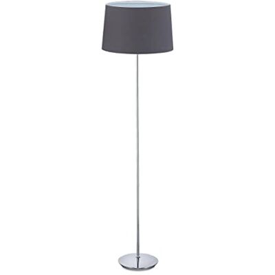 Relaxdays Candeeiro de Pé Cromado com Abajur de Tecido Ø 40 cm, Candeeiro de Pé 148,5 cm Sala de Estar, Candeeiro de Pedestal E27, Cinza Relaxdays Candeeiro de Pé Cromado com Abajur de Tecido Ø 40 cm, Candeeiro de Pé 148,5 cm Sala de Estar, Candeeiro de Pedestal E27, Cinza