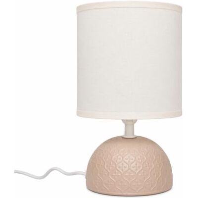 Aigostar 196943- Candeeiro de mesa de cerâmica, castanho semioval, corpo de design simples cor castanho, abajur de tecido branco, casquilho E14. Perfeito para a sala de estar, quarto ou hall de Aigostar 196943- Candeeiro de mesa de cerâmica, castanho semioval, corpo de design simples cor castanho, abajur de tecido branco, casquilho E14. Perfeito para a sala de estar, quarto ou hall de