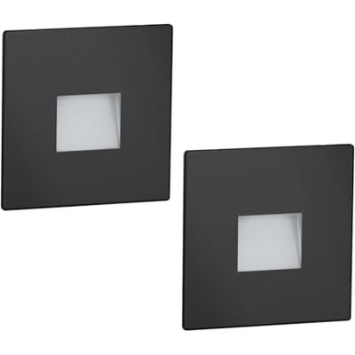 ledscom.de Luminária LED para escadas/embutida na parede FOW (2 unidades) para interior e exterior, downlight, quadrada, preta, 85 x 85 mm, branco quente ledscom.de Luminária LED para escadas/embutida na parede FOW (2 unidades) para interior e exterior, downlight, quadrada, preta, 85 x 85 mm, branco quente