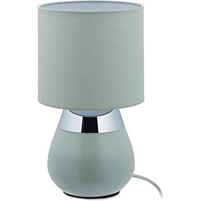 Relaxdays Candeeiro de mesa de cabeceira tátil, suporte para lâmpadas E14, luz de leitura direta, oval, com ecrã, 32 x 18 cm, verde Relaxdays Candeeiro de mesa de cabeceira tátil, suporte para lâmpadas E14, luz de leitura direta, oval, com ecrã, 32 x 18 cm, verde