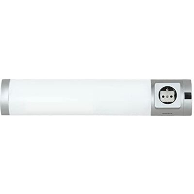 Licht-Erlebnisse Easylight Candeeiro de parede SOFT casa de banho LED com tomada elétrica luz branca fria prateada 6500 K aplique com interruptor ideal para cozinha casa de banho Licht-Erlebnisse Easylight Candeeiro de parede SOFT casa de banho LED com tomada elétrica luz branca fria prateada 6500 K aplique com interruptor ideal para cozinha casa de banho