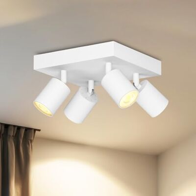 LVWIT Luzes de Cozinha para Teto, GU10, Foco de Teto Ajustável de 4 Vias, Lâmpada de Teto LED Branca, Foco de Teto Quadrado, Suporte de Montagem de Lâmpada de Teto (Lâmpada Não Incluída) LVWIT Luzes de Cozinha para Teto, GU10, Foco de Teto Ajustável de 4 Vias, Lâmpada de Teto LED Branca, Foco de Teto Quadrado, Suporte de Montagem de Lâmpada de Teto (Lâmpada Não Incluída)