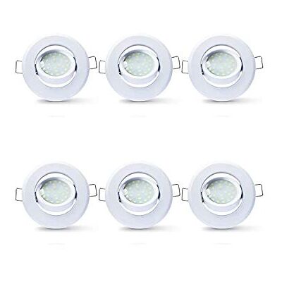 LAMPAOUS LED D50 5 W lâmpada embutida luz embutida spot light 400 lm orientável holofote embutido branco natural 4000 k candeeiro de teto redondo, não regulável lote de 6 (4000 k) LAMPAOUS LED D50 5 W lâmpada embutida luz embutida spot light 400 lm orientável holofote embutido branco natural 4000 k candeeiro de teto redondo, não regulável lote de 6 (4000 k)