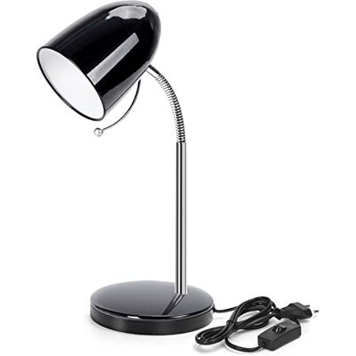 Aigostar Candeeiro Secretária, Candeeiro de Escritorio Retrô Metálico E27, sem Lâmpada, Ajustável Flexível, Cabo 153 cm com Conector, Preto Aigostar Candeeiro Secretária, Candeeiro de Escritorio Retrô Metálico E27, sem Lâmpada, Ajustável Flexível, Cabo 153 cm com Conector, Preto
