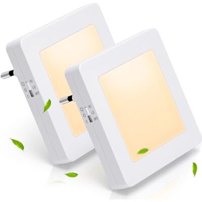 Aigostar 2 peças luz noturna infantil com sensor de luz, 2 níveis de brilho luz noturna LED, luz de presença para quarto de crianças, casa de banho, corredor, cozinha, escadas, branco quente Aigostar 2 peças luz noturna infantil com sensor de luz, 2 níveis de brilho luz noturna LED, luz de presença para quarto de crianças, casa de banho, corredor, cozinha, escadas, branco quente