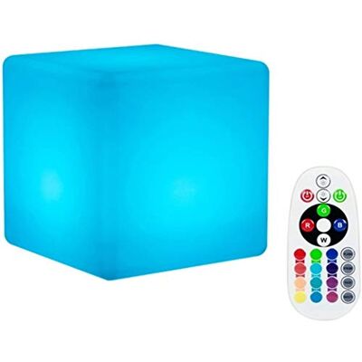 DINOWIN LED Candeeiro de cubo humor, candeeiro de noite regulável com controlo remoto, recarregável, impermeável iluminação ambiente decoração para jardim, relva, piscina pátio (15 x 15 cm) DINOWIN LED Candeeiro de cubo humor, candeeiro de noite regulável com controlo remoto, recarregável, impermeável iluminação ambiente decoração para jardim, relva, piscina pátio (15 x 15 cm)